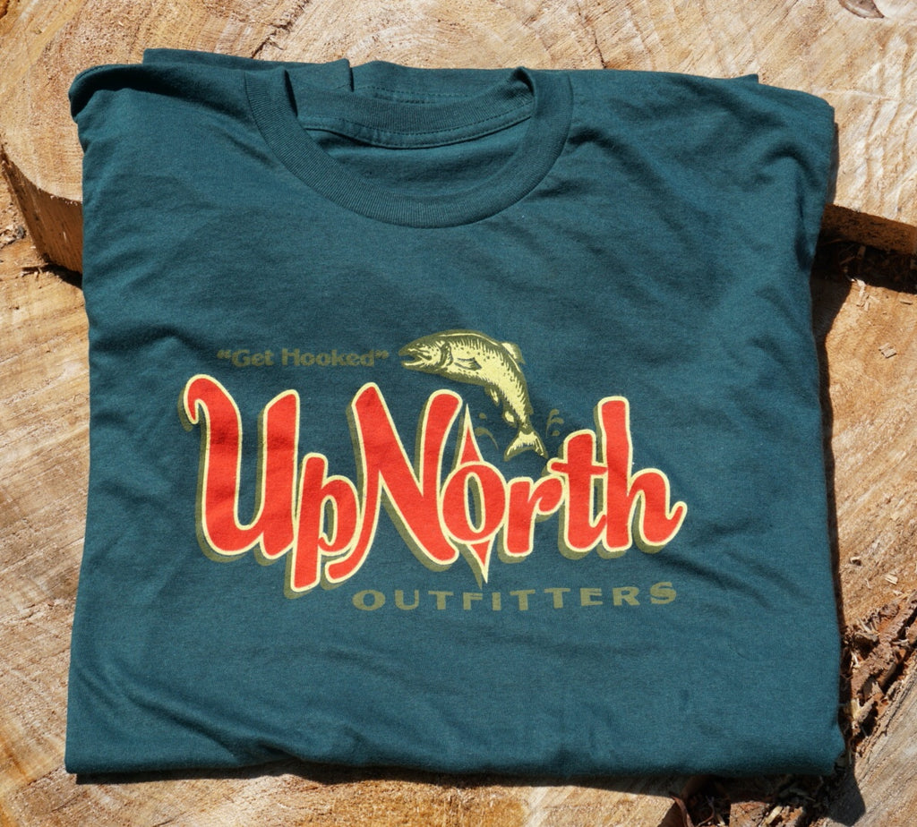 UpNorth Outfitters logo Tee - Forest Green Get Hooked Up North Outfitters. Up North Minnesota, Wisconsin, South Dakota, Sotaco, Up North Trading UpNorth Up north Outdoors