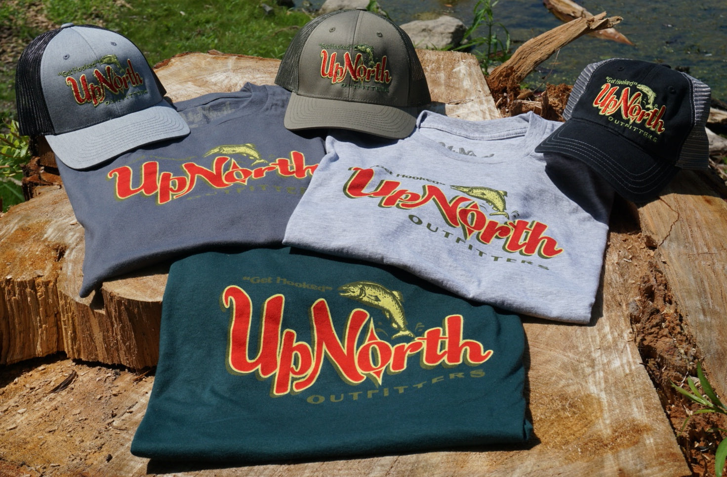 UpNorth Outfitters logo Tee - Forest Green Get Hooked Up North Outfitters. Up North Minnesota, Wisconsin, South Dakota, Sotaco, Up North Trading UpNorth Up north Outdoors