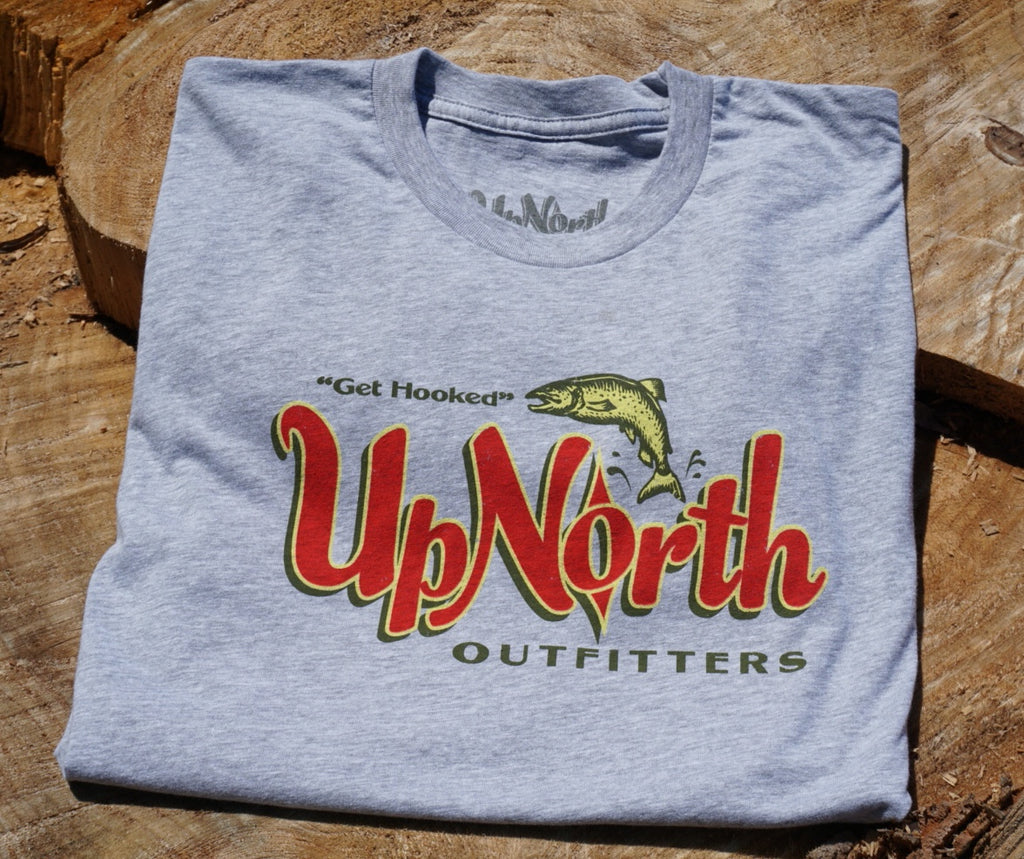 UpNorth Outfitters logo Tee - grey Get Hooked Up North Outfitters. Up North Minnesota, Wisconsin, South Dakota, Sotaco, Up North Trading UpNorth Up north Outdoors