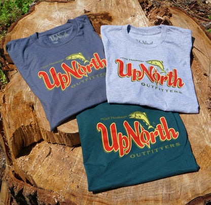 UpNorth Outfitters logo Tee - Forest Green Get Hooked Up North Outfitters. Up North Minnesota, Wisconsin, South Dakota, Sotaco, Up North Trading UpNorth Up north Outdoors