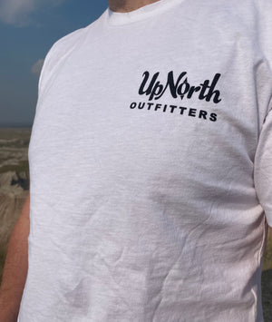 UpNorth Outfitters Mountain Tee - White Get Hooked Up North Outfitters. Up North Minnesota, Wisconsin, South Dakota, Sotaco, Up North Trading UpNorth Up north Outdoors